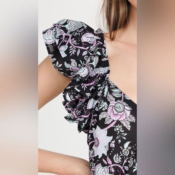 NWT MILLE Klara Floral Ruffle Cotton Midi/Maxi Dress in Tropical Night size S - Picture 4 of 14